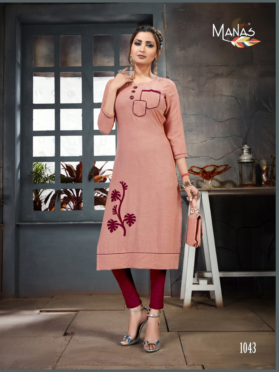 Priyal Vol-6 Manas Aplic Peach Work Wholesale Kurti Priyal Vol-6 Manas Aplic Peach Work Wholesale Kurti